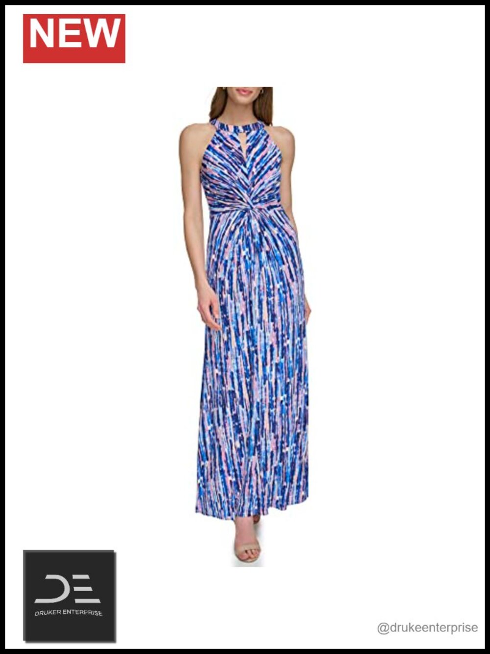 Halter Neck A-Line Dress Desk to Dinner 3/4 Sleeve Business Casual